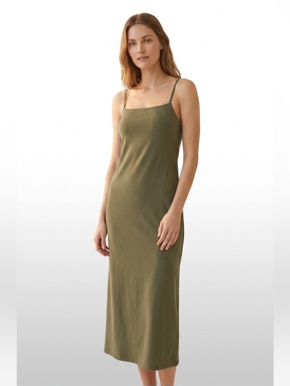 Fashion Nova Green Slip Midi Dress with Spaghetti Straps Size Small